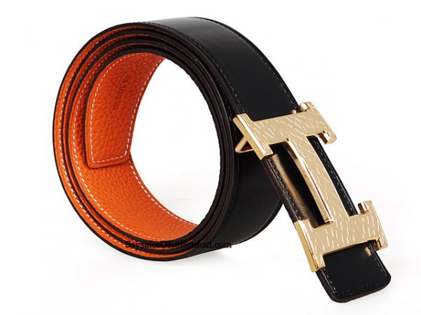 Hermes 2014 Classic Stripe Leather Reversible Belt Snake Stripe